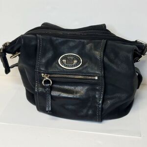 Gianni Bernini Large Black Leather Shoulder/Crossbody Bag Adjustable